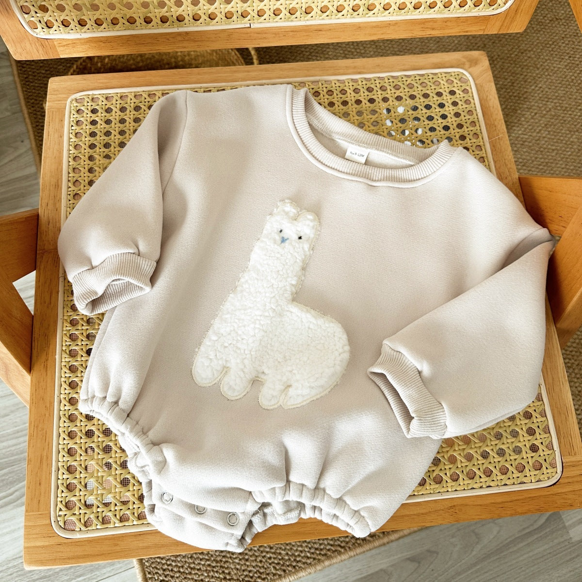 Alpaca Embroidery Velvet Romper